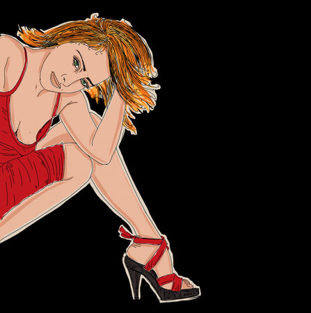 Portraits of the sexy Pin up Erotic line in comics in Pop-art styleの写真素材