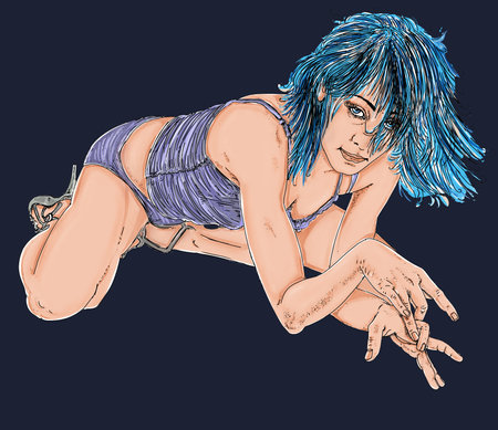 the portraits of the Pin up sexy Erotic line refined comics Pop-art styleの写真素材