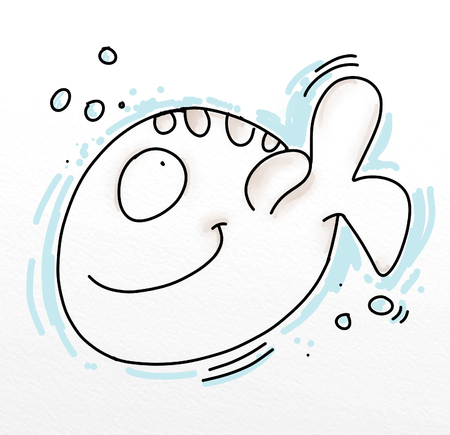 smiling fish illustrationの写真素材
