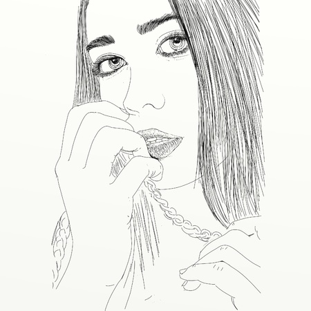 women, foreground portrait for cosmetics and fashionの写真素材