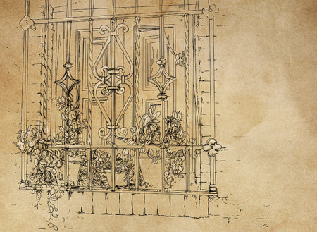 window with vases and flowersの写真素材