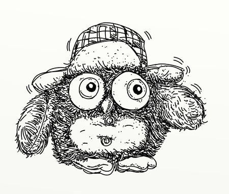 an owl with a hatの写真素材