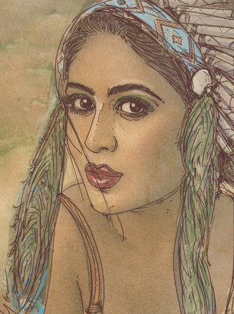 Portrait of a beautiful young woman with boho hair style.の写真素材