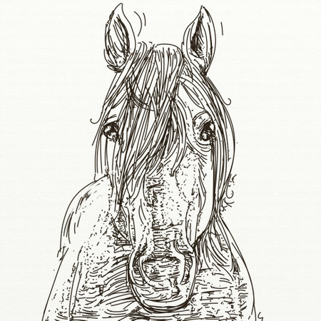 Vector hand drawn portrait of a horse in profile on a white backgroundの写真素材