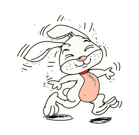 Easter bunny running. Hand drawn doodle vector illustration.の写真素材