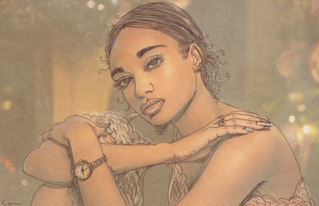 Beautiful woman with tattoo on her hand. Hand drawn illustration.の写真素材