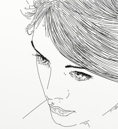 Portrait of a beautiful young woman. Hand drawn illustration.の写真素材