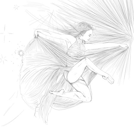 Sketch of a beautiful ballerina. Vector illustration.の写真素材