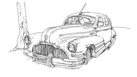 19th century engraving of a classic american car.の写真素材