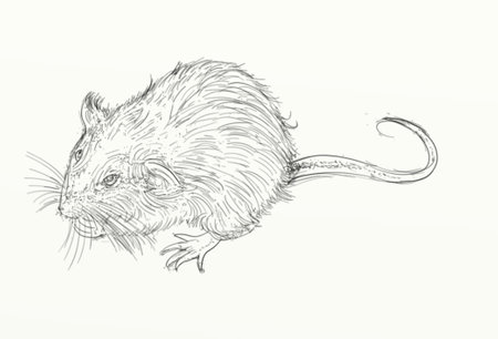Rat. Hand drawn sketch. Vector illustration. Isolated on white background.の写真素材