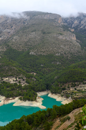 Landscape of the Guadalest lake, village of Alicante in Spain.