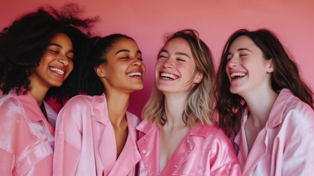 Captivating Diversity Women in Studio Portraits Share a Common Thread of Laughter and Joy.の素材