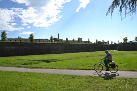 an old man bikingのeditorial素材
