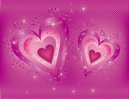  Bright Valentines Day background with two heartsのイラスト素材