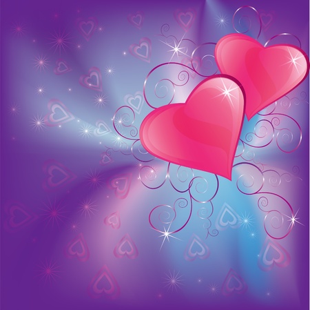 Two hearts on colorful  background  のイラスト素材