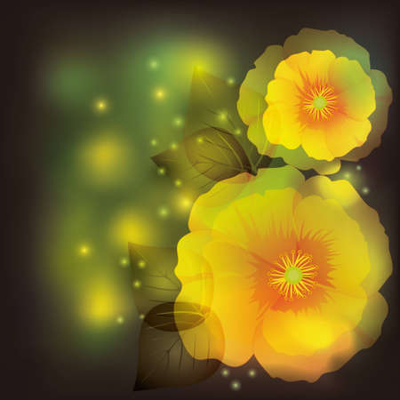 Greeting or invitation card, floral background with flower poppy and decorative leavesのイラスト素材