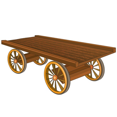 Vintage wooden cart isolated on white background, vector illustrationのイラスト素材