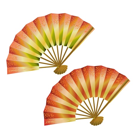 Set of colorful Japanese fans, vector illustrationのイラスト素材