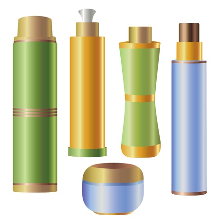 Set of skin care cosmetics packages, isolated on white background  Vector illustration のイラスト素材