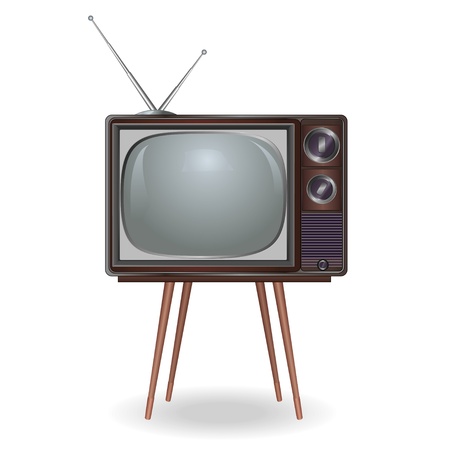 Realistic vintage TV isolated on white background, retro. Vector illustrationのイラスト素材