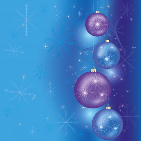 Blue Christmas and New Year background with Christmas decorations. Vector illustrationのイラスト素材