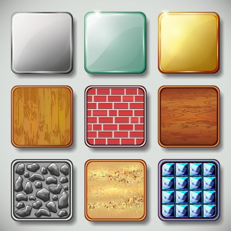 Set of different textured apps icons, design elements  Vector illustrationのイラスト素材