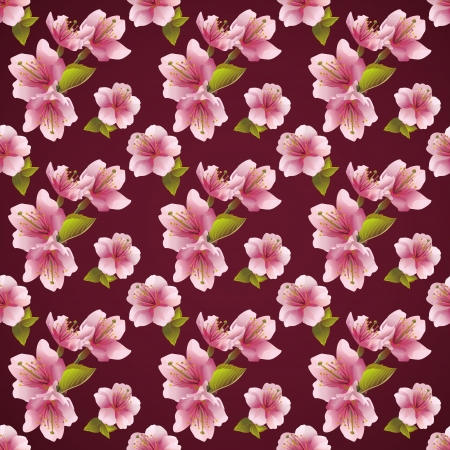 Seamless background with Japanese cherry tree sakura blossom  Elegant floral seamless pattern  Beautiful vector background のイラスト素材