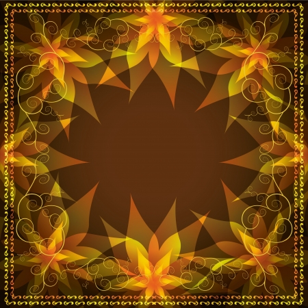 Ornamental floral background with decorative flowers lilies and pattern  Greeting or invitation card illustrationのイラスト素材