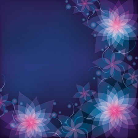 Abstract blue - purple floral background with flowers lilies  Greeting or invitation card backgroundのイラスト素材