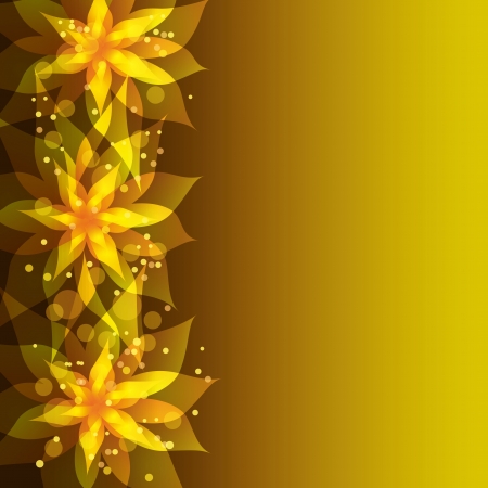 Floral golden background with decorative stylish flowers lilies  Invitation or greeting card  Vector floral backgroundのイラスト素材