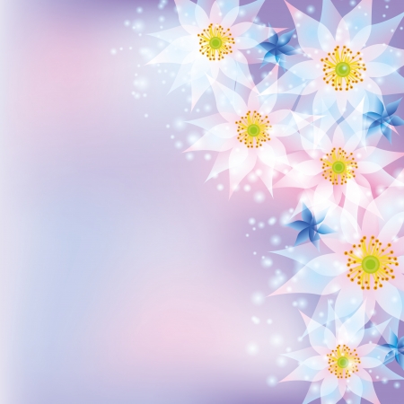 Purple abstract glowing background with flowers  Greeting or invitation card  Place for text  Vector floral backgroundのイラスト素材