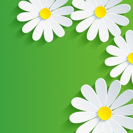 3d flower chamomile, spring abstract background  Vector floral background  Vector illustrationのイラスト素材