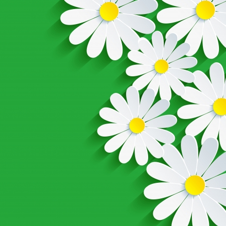 3d flower chamomile, spring background abstract  のイラスト素材
