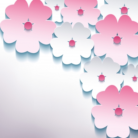 Floral abstract stylish background with 3d flower sakura pink and white  のイラスト素材