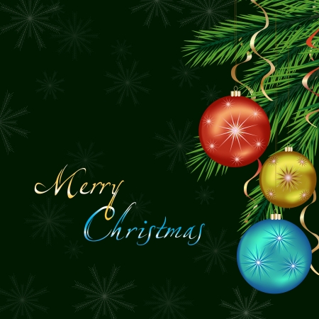 Bright celebratory background with Christmas tree, Christmas balls and decoration, New Year and Christmas card  Beautiful Christmas background のイラスト素材