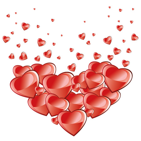 Valentines Day background with falling hearts  Valentines hearts on white background のイラスト素材