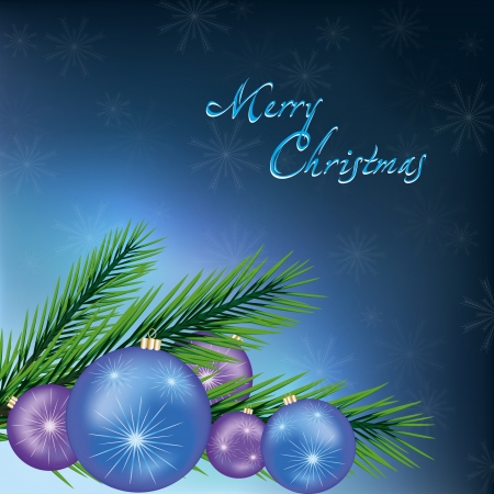 New Year and Christmas card  New Year and Christmas celebratory background with fir tree branch and christmas balls  のイラスト素材