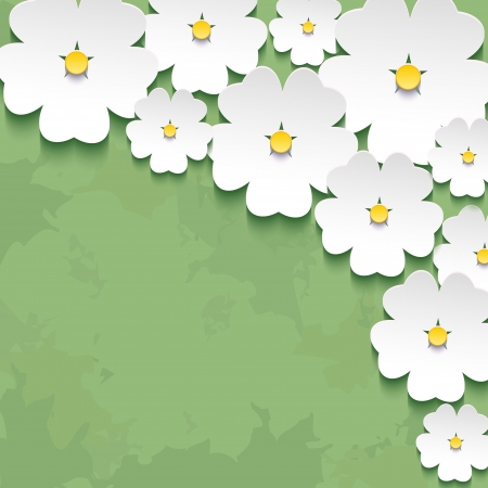 Vintage floral green abstract background with 3d flower sakura  Stylish vector background in vintage or retro style  のイラスト素材