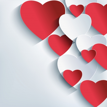 Stylish creative abstract background, 3d red and gray heart  Stylish Valentines Day background with hearts  Love card for Valentines day  Vector illustration のイラスト素材