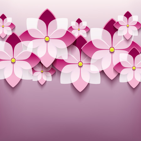 Beautiful floral trendy background with 3d flower sakura のイラスト素材