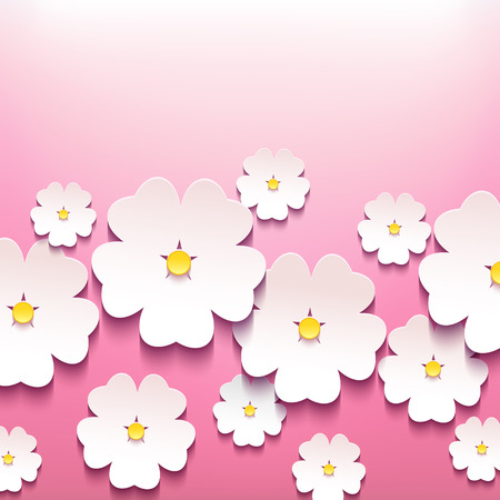 Beautiful abstract floral trendy background with pink 3d flower sakura   のイラスト素材