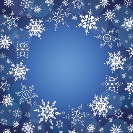 Beautiful winter celebratory with white stylized snowflakes. Christmas and New Year festive card のイラスト素材