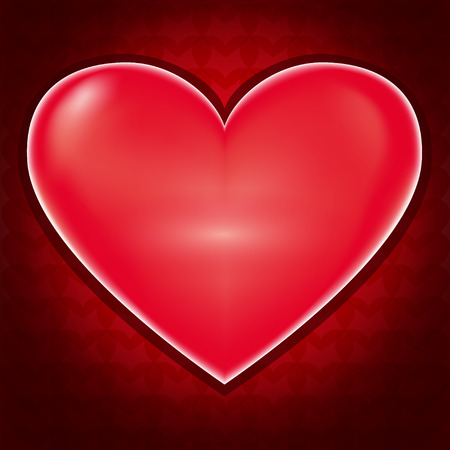 Love background with glowing red heart for Valentines day. Valentines day card. Vector illustration.のイラスト素材