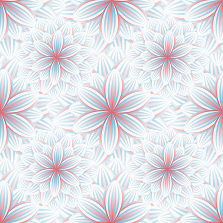 Beautiful trendy nature background seamless pattern with blue  red summer flower chrysanthemum. Floral modern colorful wallpaper. Stylish light greeting or invitation card. Vector illustrationのイラスト素材