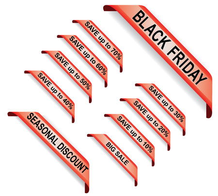 Black Friday. Set red price tags, labels and stickersのイラスト素材