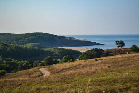 A landscape of hills and the Black Seaの写真素材