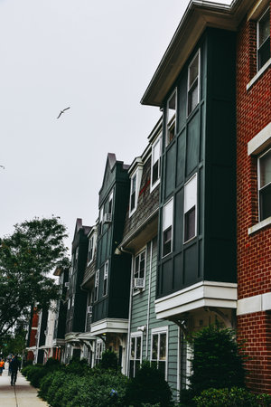 Colourful side by side buildingsの写真素材