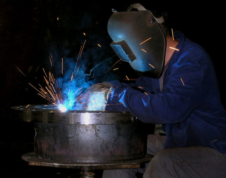 Welding on dark background