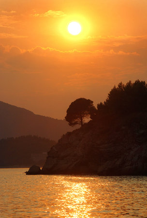 Sunset on Adriatic seaの写真素材