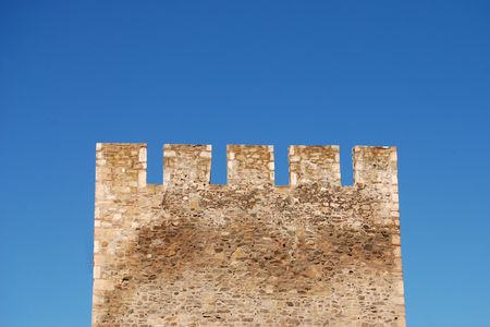 Tower of old castle Smederevo on Danube in Serbia built 1428. to 1430.の写真素材